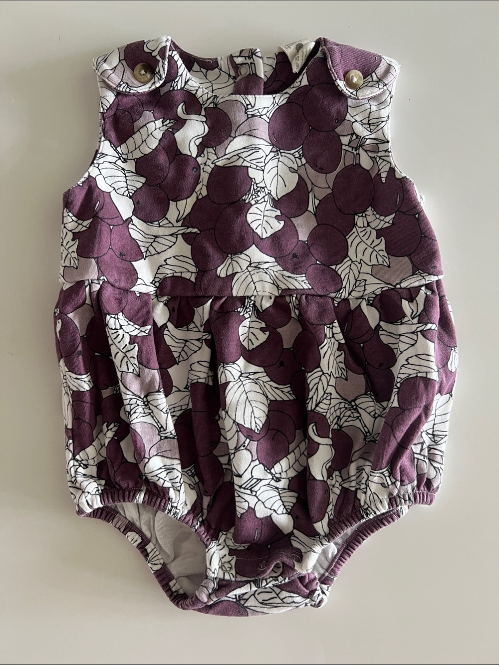 kate quinn Purple Cherry-Print Bubble Romper